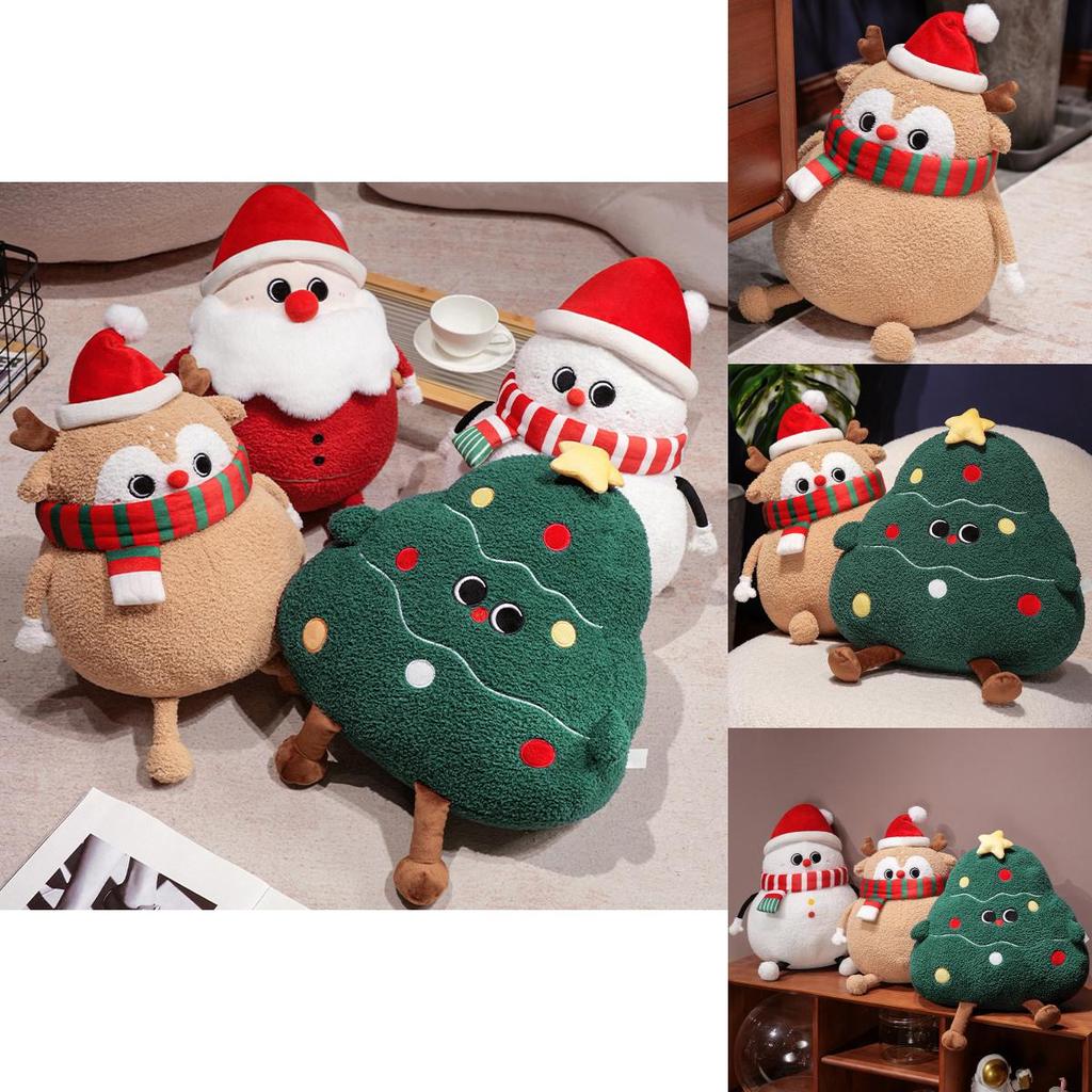 Christmas Santa Plush Cushion With Embroidered Cartoon Design For Living Room Decor