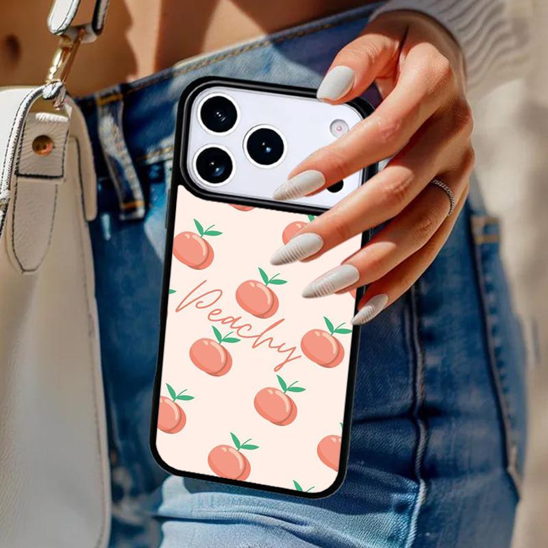 Эстетичный чехол для телефона с персиками для iPhone 17 Air 14 15 13 12 Max Чехол для Apple 16e 11 Pro Max Plus Coque