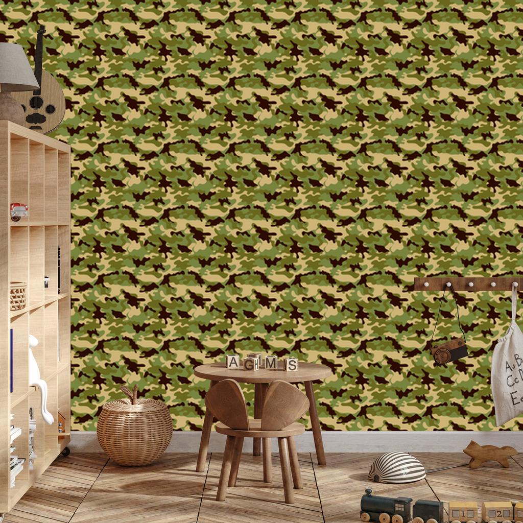 Military Camouflage Wallpaper Yellow and Ochre for Living Room and Bedroom 50x1000