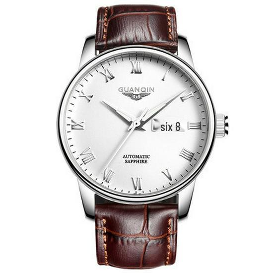 Механические мужские часы высокого класса швейцарского производства со стальным браслетом, двойной датой, водонепроницаемым корпусом - новый оригинальный деловой стиль