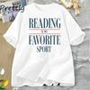 Vintage Reading Is My Favorite Sport T Shirt Bookish Tee Book Reader Bookworm Tshirt Librarian Booklover T-shirt Women Clothing