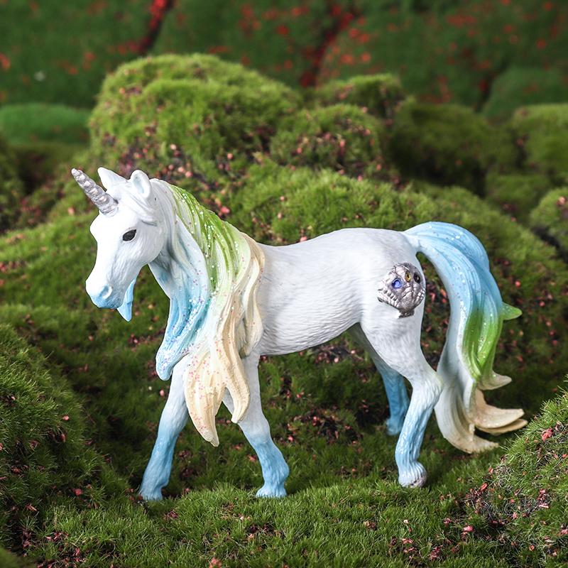 Oenux Mythical Rainbow Pegasus Simulation Animal Figures Model Fairy Tale Fly Horse Action PVC Educational Toys Girl Gift