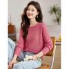 26 year new summer outfit hollowed out round neck knitted long sleeved sunshade sweater top simple and high-end women's knitted sweater