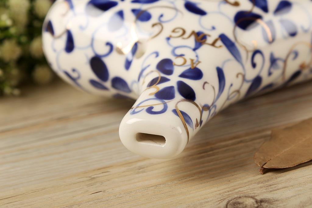 TNG Ocarina музыкальный инструмент роскошная одинарная окарина Wind Wind глазурованная отделка синий цветочный фарфор [альт/до/AC/12 отверстий/белый и синий]