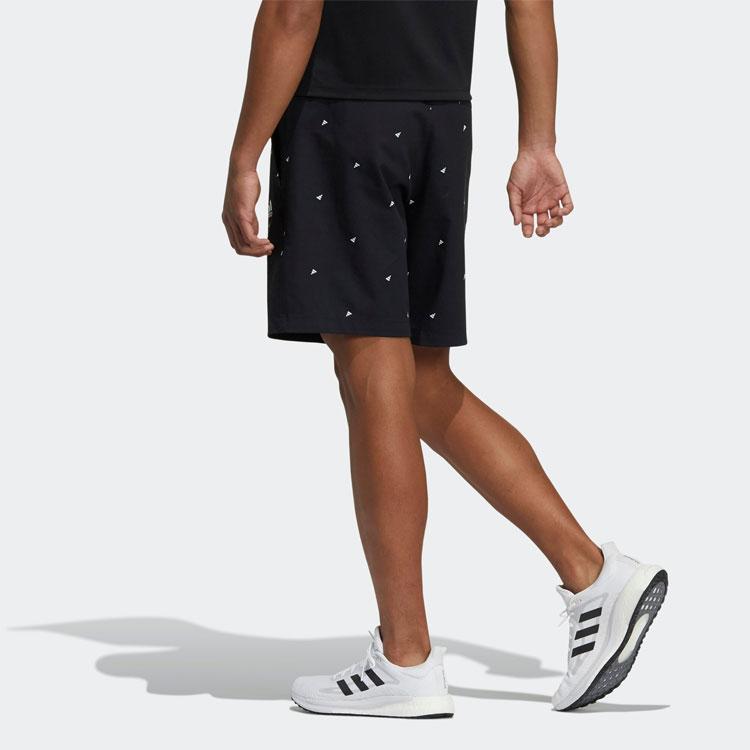 adidas Спортивные повседневные шорты со средней талией и принтом по всей длине, мужские брюки, черные GP0948