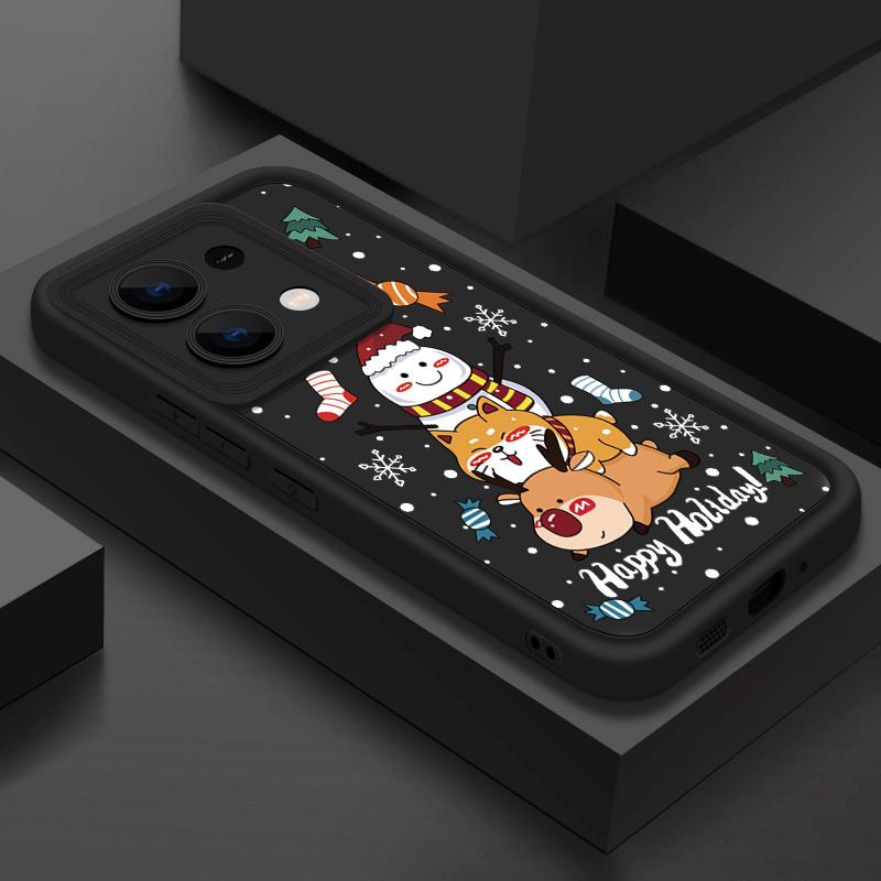 Чехол для телефона Merry Christmas Snowman Elk Print для Xiaomi 13T Pro 11T Poco F6 X6 Redmi Note 13 12 11 Pro 10, мягкий матовый противоударный защитный чехол из ТПУ