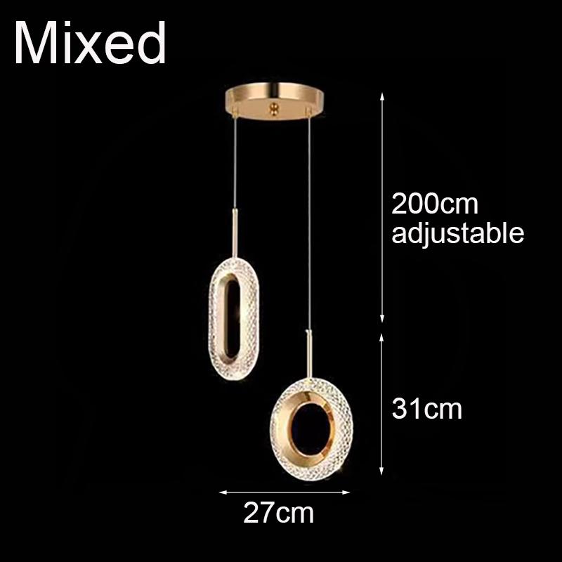 Светодиодный хрустальный подвесной светильник, круглый/овальный подвесной светильник, креативный дизайн, современное освещение для спальни, столовой, коридора, бара, балкона