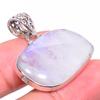 Natural Rainbow Moonstone Gemstone 925 Solid Sterling Silver Pendant 1.26" A5S62