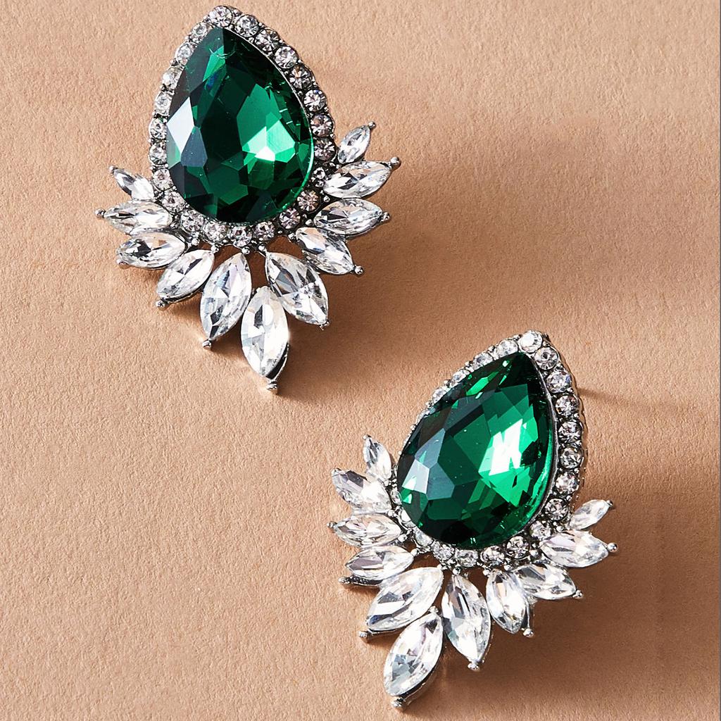 Атмосферные модные серьги-капли, модные серьги-гвоздики с изумрудным блеском и бриллиантами, ювелирные изделия, аксессуары для одежды
