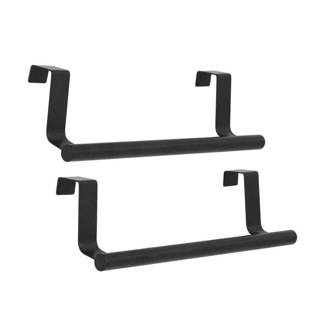 2Pcs Towel Rack Black Hangable Punch Free Nail Free Cabinet Door Towel Rack for Home Hotel23CM