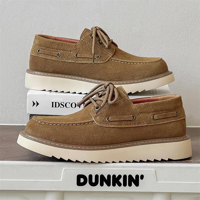 Suede Leather Mens Shoes Comfortable Casual Skateboard Shoes Solid Leisure Sneakers Lightweight Walking Shoes Man Dress Footwear