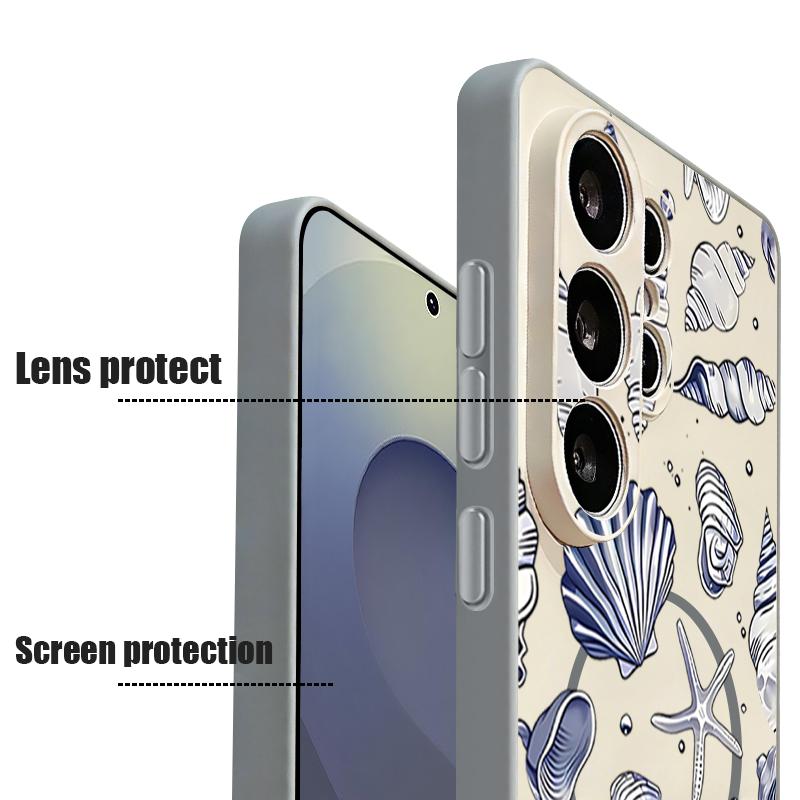 Магнитный Чехол Для Magsafe Для Samsung Galaxy S26 Ultra S25 Edge S24 Plus S23 FE S22 A17 A54 A55 A56 A57 5G Чехол С Рисунком Акула Кит