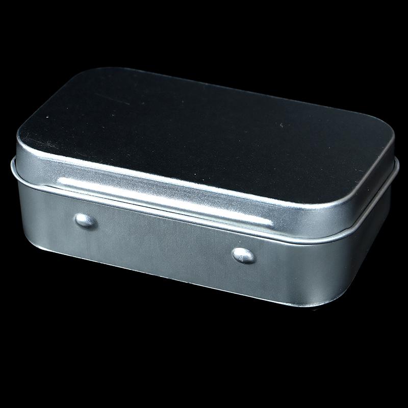 1 шт., маленькая пустая металлическая жестяная серебряная флип-коробка для хранения, органайзер