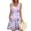 Womens Summer Dresses Easter Print  Loose U Neck Sleeveless Sundresses Dress With Pockets