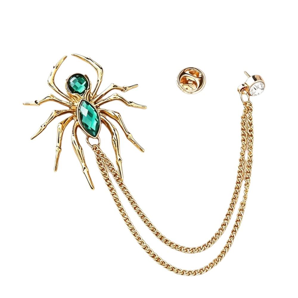 Fashion Versatile Spider Brooch Exaggerated Design Zircon Brooches Shirt Collar