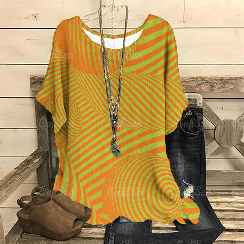 Футболка в стиле ретро для женщин с принтом капель, футболки с коротким рукавом, летний круглый вырез, модный женский свободный свитер