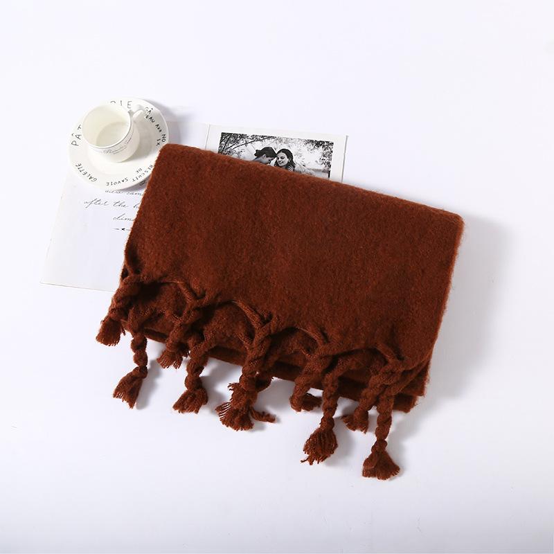Spring, Autumn and Winter New Solid Color Knotted Beard Scarf Versatile Outer Warm Scarf Shawl