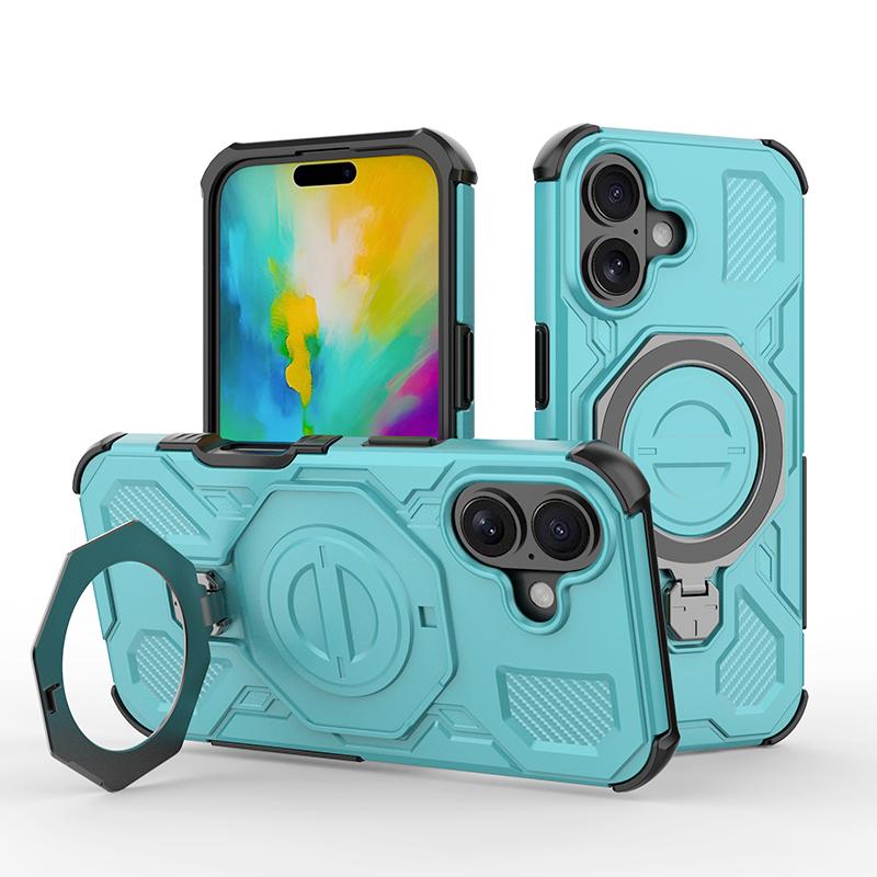 KEYSION Противоударный магнитный чехол для iPhone 16 Pro Max с вертикальной металлической подставкой-кольцом для просмотра в реальном времени, чехол для телефона для iPhone 15 Pro Max