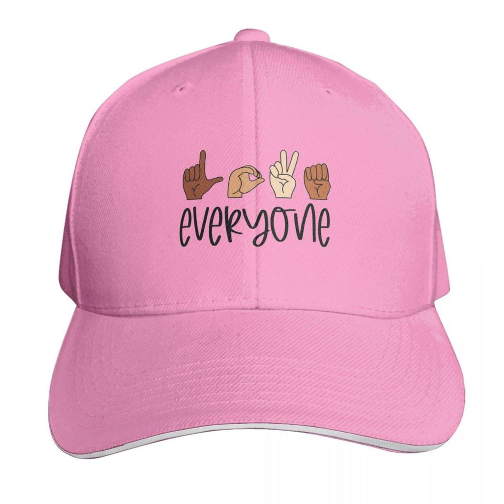 Love Everyone Sign Language ASL Inclusion Skin Tone Diversity Baseball Cap dad hat birthday Fishing cap Womens Golf Wear Unisexs