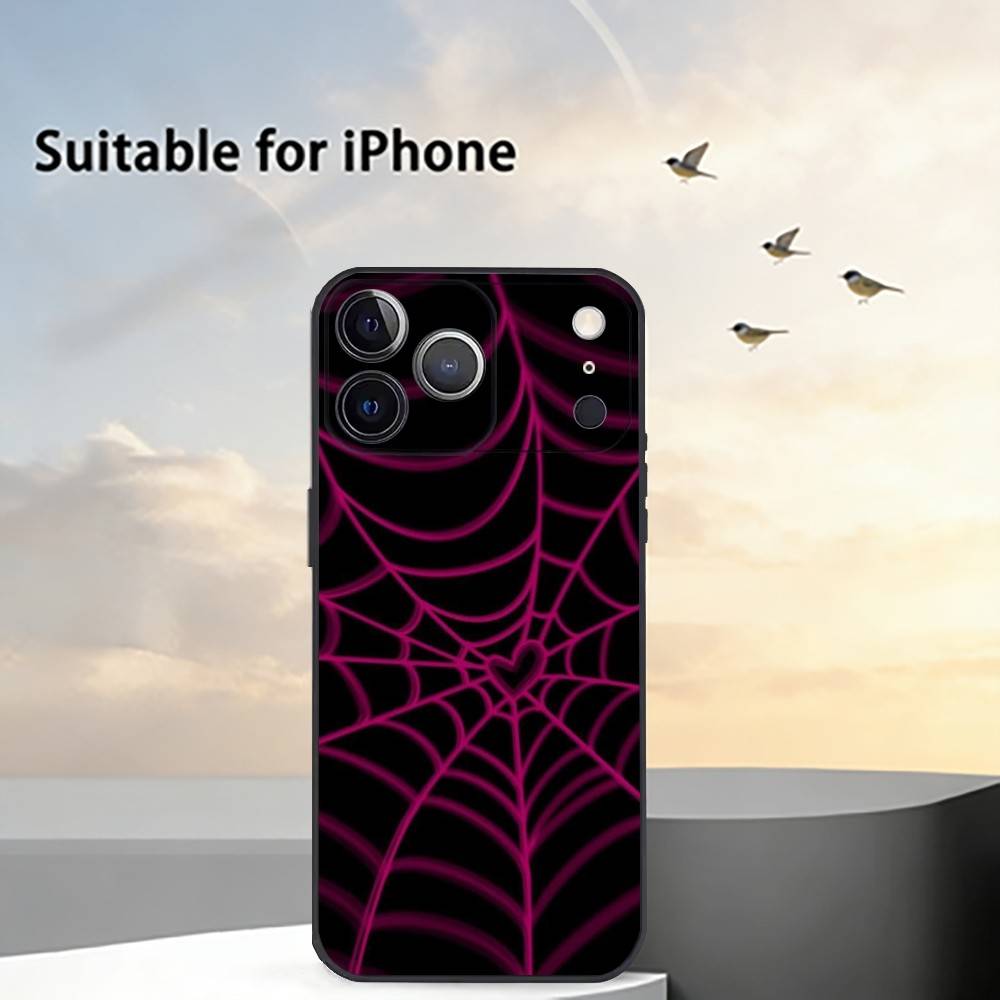 Крутой чехол для телефона в виде паутины и сердца H для iPhone 17, 16, 15, 14, 13, 12, 11 Plus, Pro Max, Другие Мягкий черный чехол