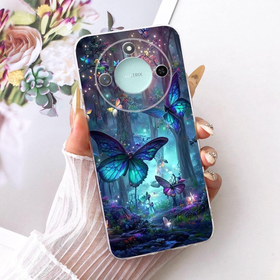 Luxury Flower Butterfly Bow Pattern Casing For Honor X9C Smart Back Cover Clear Soft Silicone Phone Case For Honor X60 5G