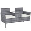 Woven Resin 2 Seater Garden Bench With Table And Cushions 135 X 64 X 81 Cm For Balcony And Terrace Black
