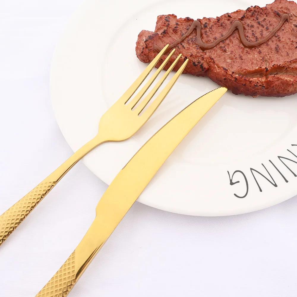 20 предметов из нержавеющей стали столовые приборы набор столовых приборов ужин золотой столовый набор нож для стейка вилка для фруктов ложка кухонный набор столовых приборов