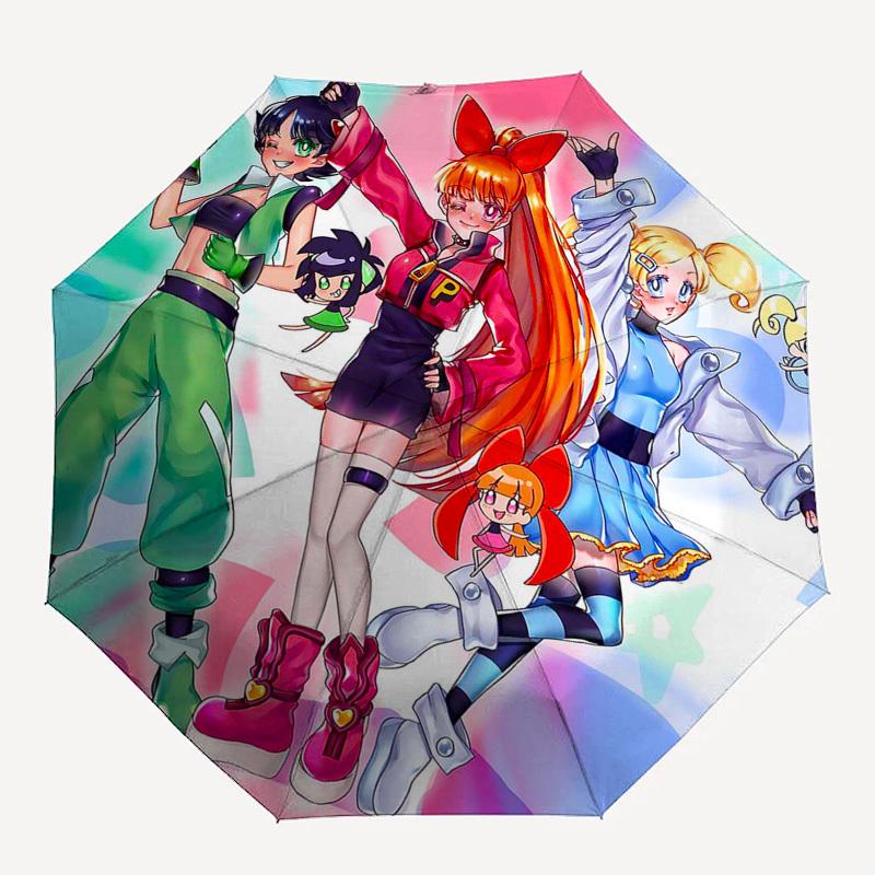 1pc Pikachu, Sailor Moon, and Pokémon Go Characters on Automatic Opening Folding Outdoor Umbrella with 8-Rib Iron Frame - Perfect for Fans, Trave