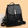 Women's Classic Black Backpack Soft PU Woven Knapsacks Casual Large Capacity Lock Anti-theft Ladies Handbags for Middle Aged Mother