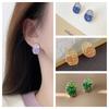 Silver Needle Gradient Crystal Earrings: Orange, Blue, Green - Trendy Luxury Fashion for Women.
