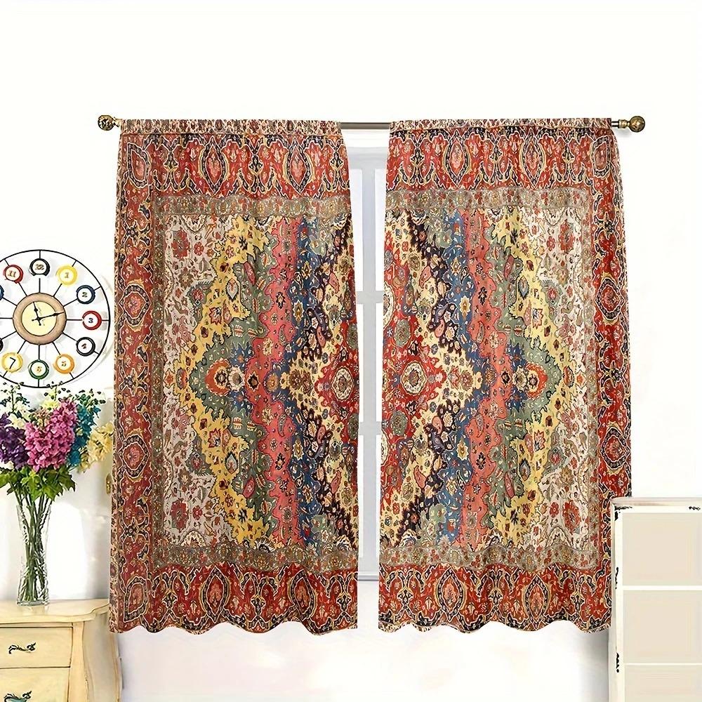 2-Piece Boho Яркий Цвет Шикарный Геометрический Шторы Светофильтрующие Фильтрующие разработанные для Гостиной Комнаты Спальни Кухни Стильный Эстетичный Занавес