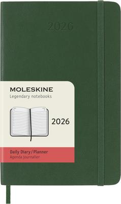Планер Moleskine 2026, 12-месячный ежедневник, карманный размер (9см х 14см), Мягкая обложка, Миртово-зеленый, DSK1512DC2Y26, Начиная с января
