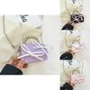Cute Color-block Kids Shoulder Bag Mini Beaded Child Bag Fashion Bow Children Crossbody Bag Pink