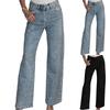 Womens Rhinestone Jeans High Waisted Straight Wide Leg Sparkly Denim Pants