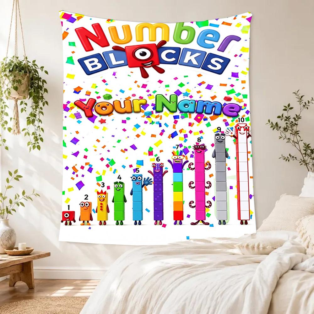 Numberblocks Customize Text Tapestry Decorative Wall Tapestry Vibrant Fade-Resistant Print Great for Living Room Decor Ideal for All Seasons