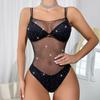 Women's Hot Diamond Shiny Sexy Lingerie Mesh One-piece Net Dress Bodystocking Crystal Lingerie