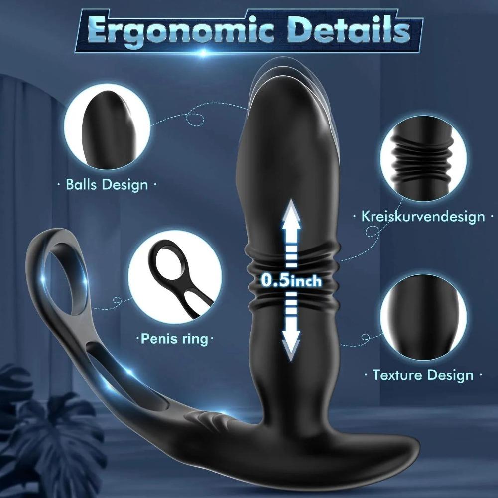 Male Sex Toys Prostate Massager 4 In 1 Vibrating Cock Ring Penis Ring with Remote Control 7 Patterns G Spot Vibrator Adult Sex Toys for Couples