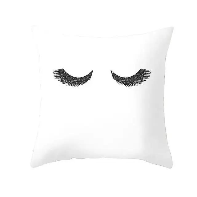 Juste de coussin en polyester avec cils, taie d'oreiller, décoration à la mode, canapé, maison