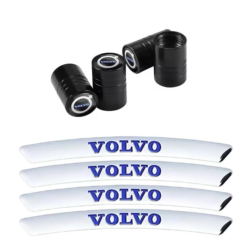 Car Tire Valve Cap Wheel Hub Sticker Tire Rim Decorative Sticker Suitable for Volvo V60 V40 Xc90 Xc40 S60 Xc60 V70 S90 V90 Xc70