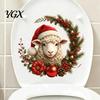 Christmas Toilet Decals Sheep Stickers, Self-Adhesive Lamb Lid Decals, Waterproof Holiday Seat Decor Xmas Bathroom for Tank Tile Home Decoration Easy