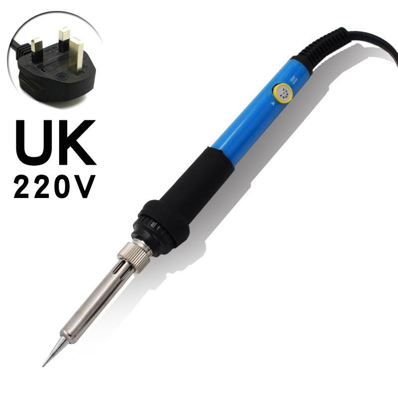 Электрические паяльники EU UK US, наборы 110V 220V 60W, паяльник с регулируемой температурой, инструменты для ремонта, с 5 насадками, припой, подставка