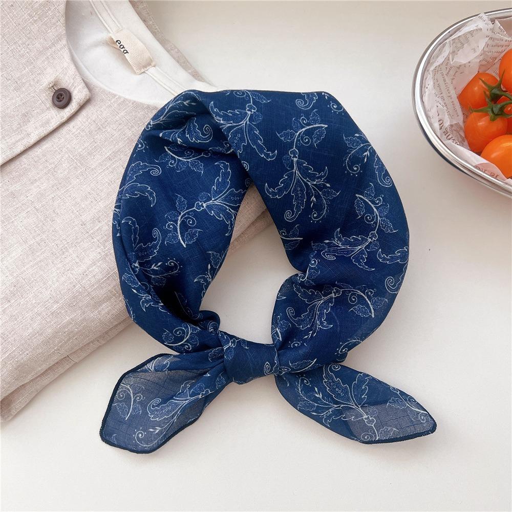 Flower Cotton Linen Print Scarves Cashew Square Handkerchief Clothing Accessories