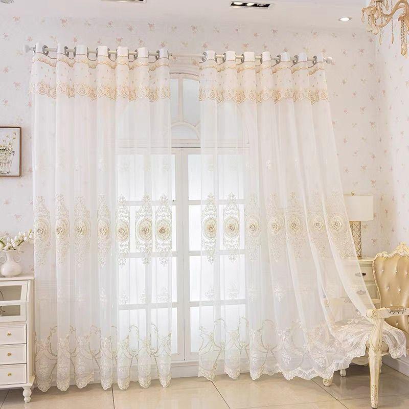 Европейский стиль Шторы для гостиной Готовый продукт Роскошная тисненая вышивка Жаккард Вилла Шторы