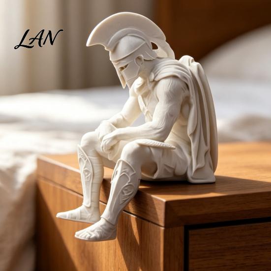 Living Room Table Decor Sitting Roman Centurion Statue, Shelf Sitter Soldier Figurine, Unique Personalized Gifts Ancient Armored Warrior Ornament for