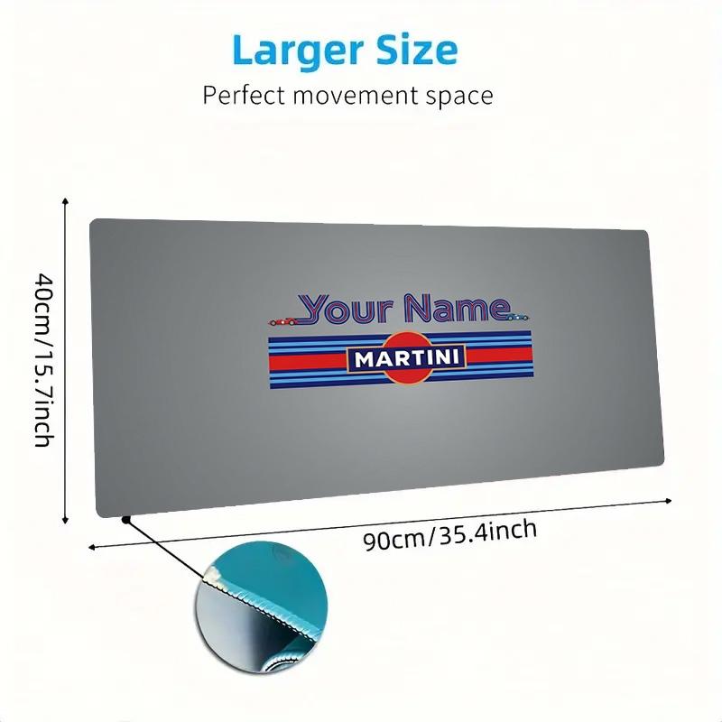Martini Custom Name Large Size Mouse Pad Large Gaming Table Cushion Nonslip Laptop Tablet Big Mousepad Xxl Mat Mini Pc Playmat With Lock Edge Custom N
