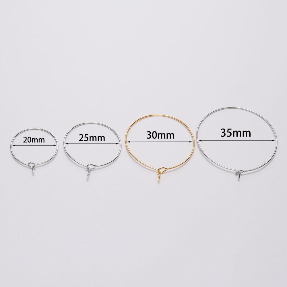 20-50pcs/lot 20 25 30 35 Mm Silver/Gold Hoops Earrings Big Circle Ear Wire Hoops Earrings Wires For DIY Jewelry Making Supplies