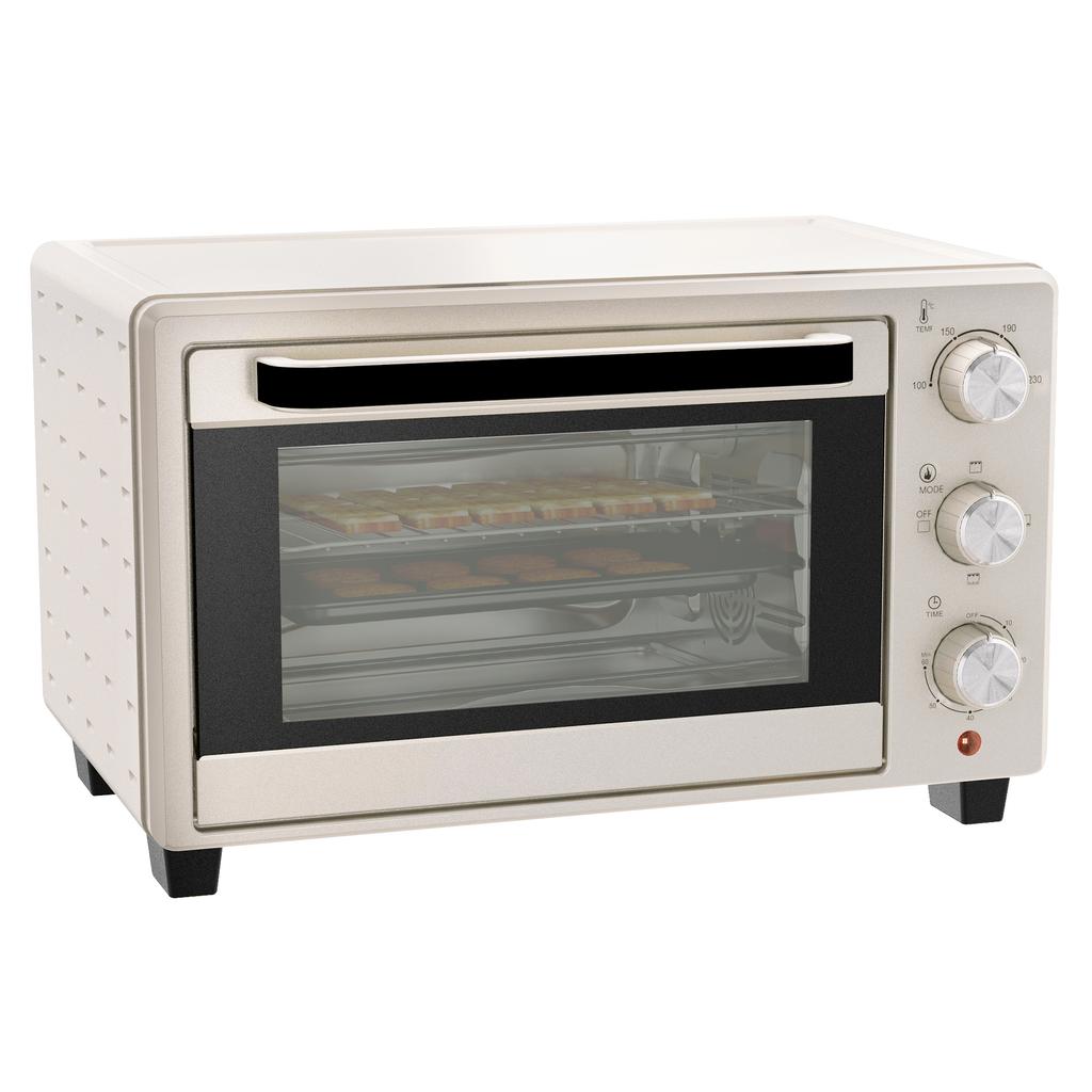 21L Mini Countertop Oven 100 degrees C 230 degrees C Adjustable Temp Cream White