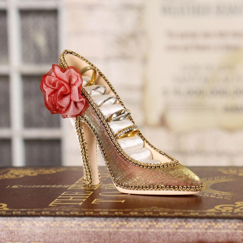 Элегантный бархатный стенд для колец, туфли на высоком каблуке, стойка для ювелирных изделий, дисплей для ювелирных изделий