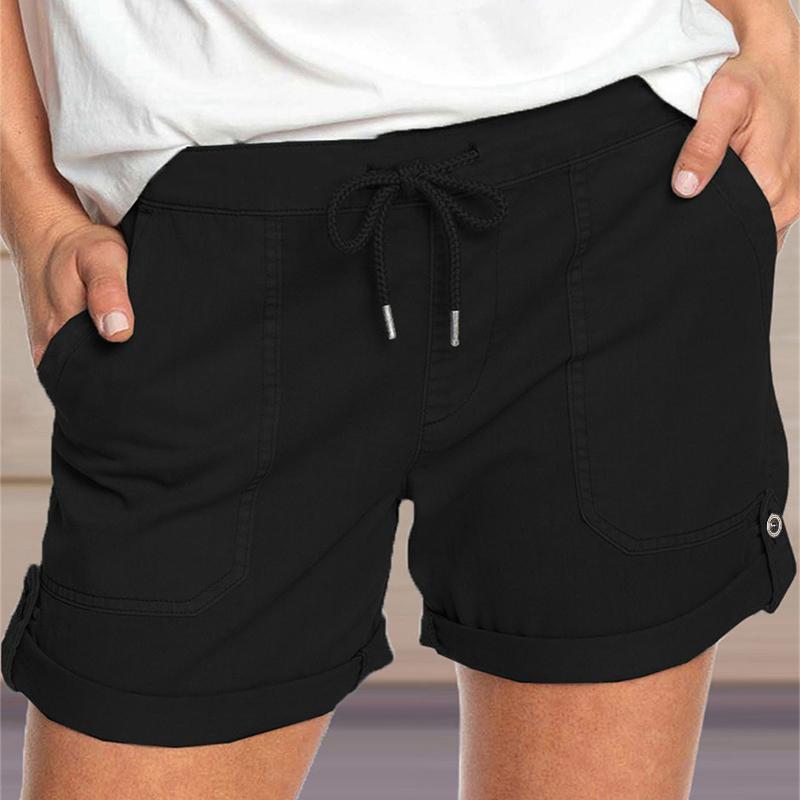 GMXIA Летние однотонные прямые повседневные брюки женские шорты на шнуровке