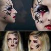 Black Spider Face Gems Tattoos 3D Jewelry Face Sticker  Halloween Festival